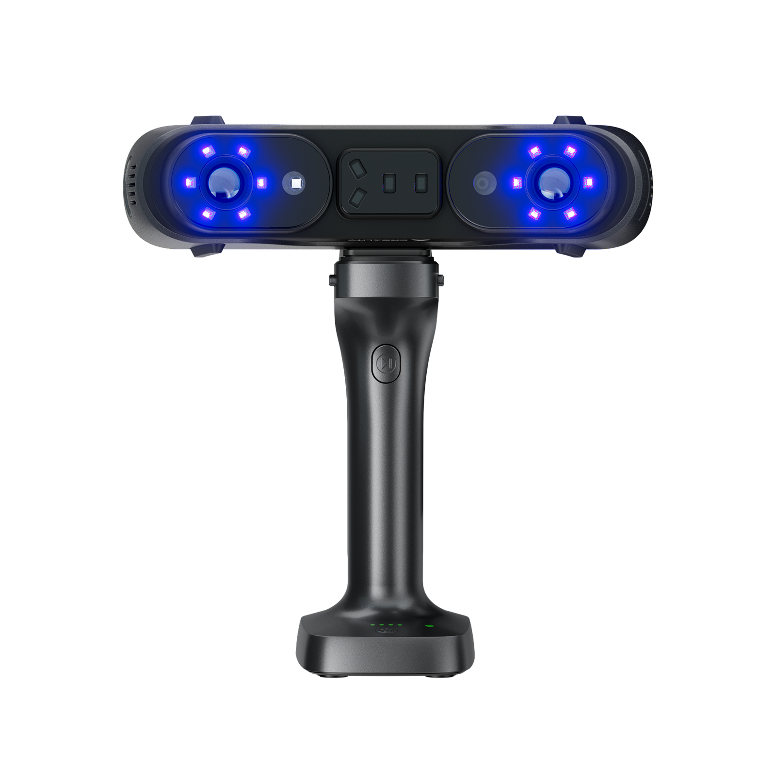Creality Sermoon X1 scanner multi-light system detail showing blue laser array and NIR structured light for complex surface capture