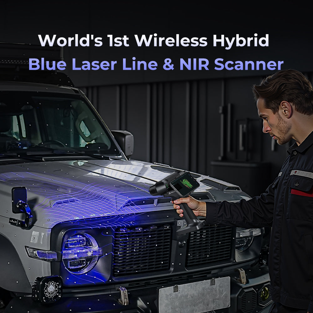 Creality RaptorX wireless scanning in action showing Wi-Fi 6 data transmission and untethered portable operation