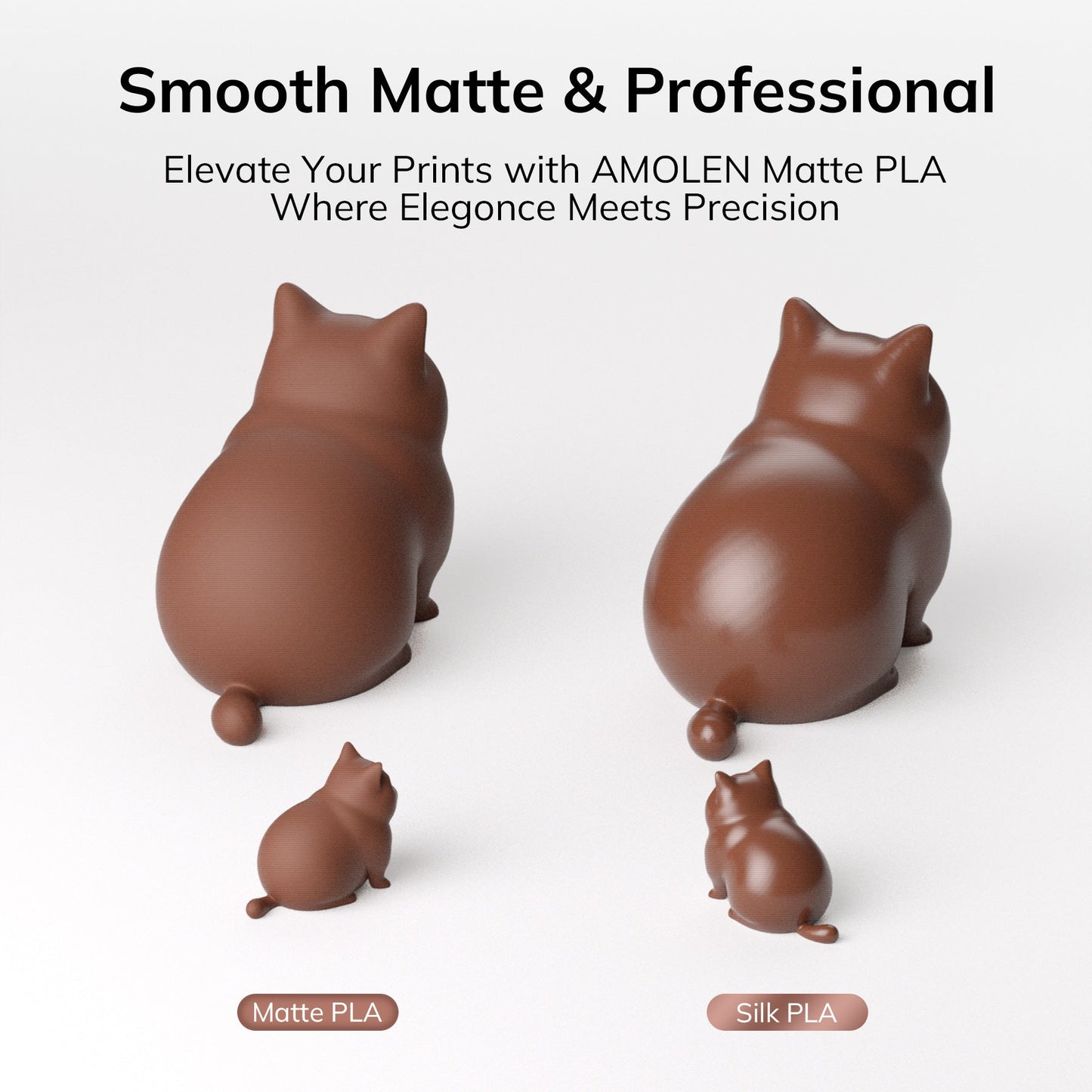 AMOLEN Matte PLA filament — smooth consistent extrusion, high-speed printing up to 600mm/s