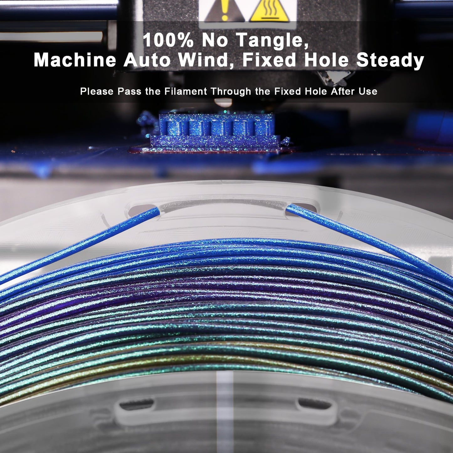 AMOLEN Galaxy PLA filament showing sparkle under direct lighting