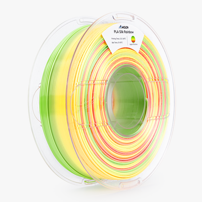 Silk Rainbow PLA print surface close-up — smooth gradient layers and glossy silk texture