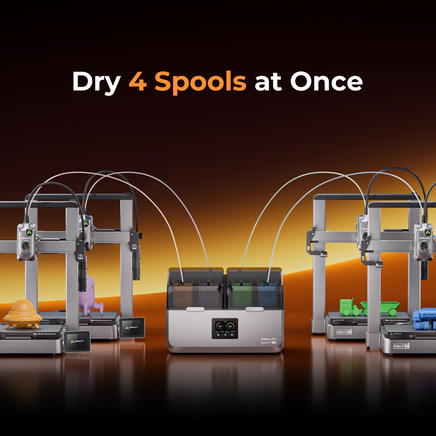 Creality SpacePi X4 compatible filament types – PLA PETG ABS TPU Nylon PA carbon fiber and moisture-sensitive materials