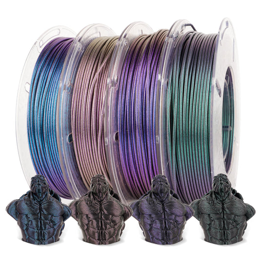 AMOLEN Galaxy Sparkle PLA surface detail showing embedded metallic glitter and deep shiny finish