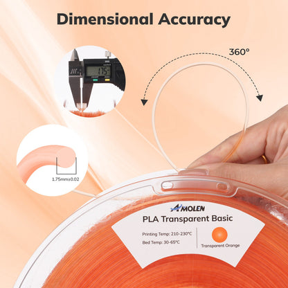 Amolen PLA Crystal Transparent – Aurora Purple colorway spool
