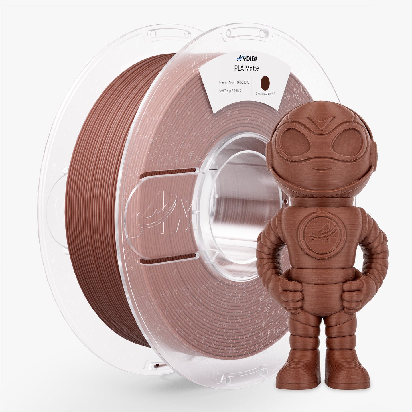AMOLEN Matte PLA print sample — non-reflective frosted surface on 3D printed model