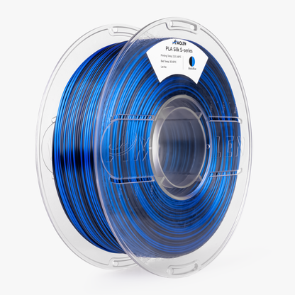 AMOLEN S-Series Silk PLA surface texture shot showing silk metallic sheen and spiral color layer detail