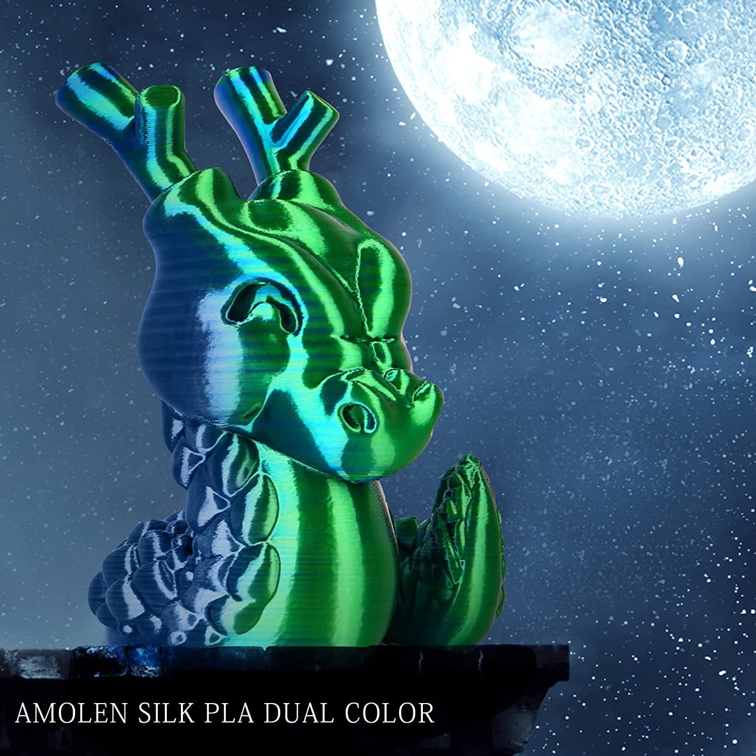 Blue Green dual color silk PLA spool — two-color filament close-up, 2-in-1