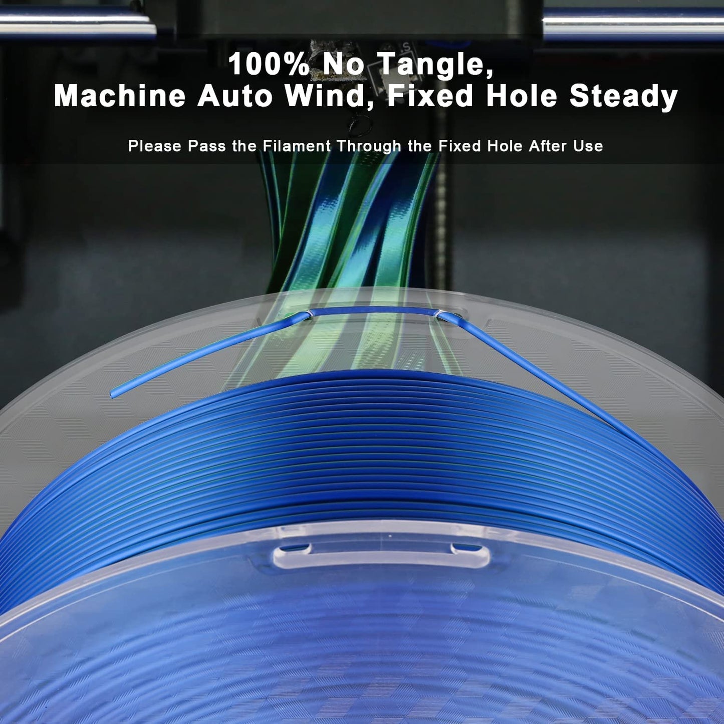Blue Green dual color silk PLA filament — print sample, color shift across layers