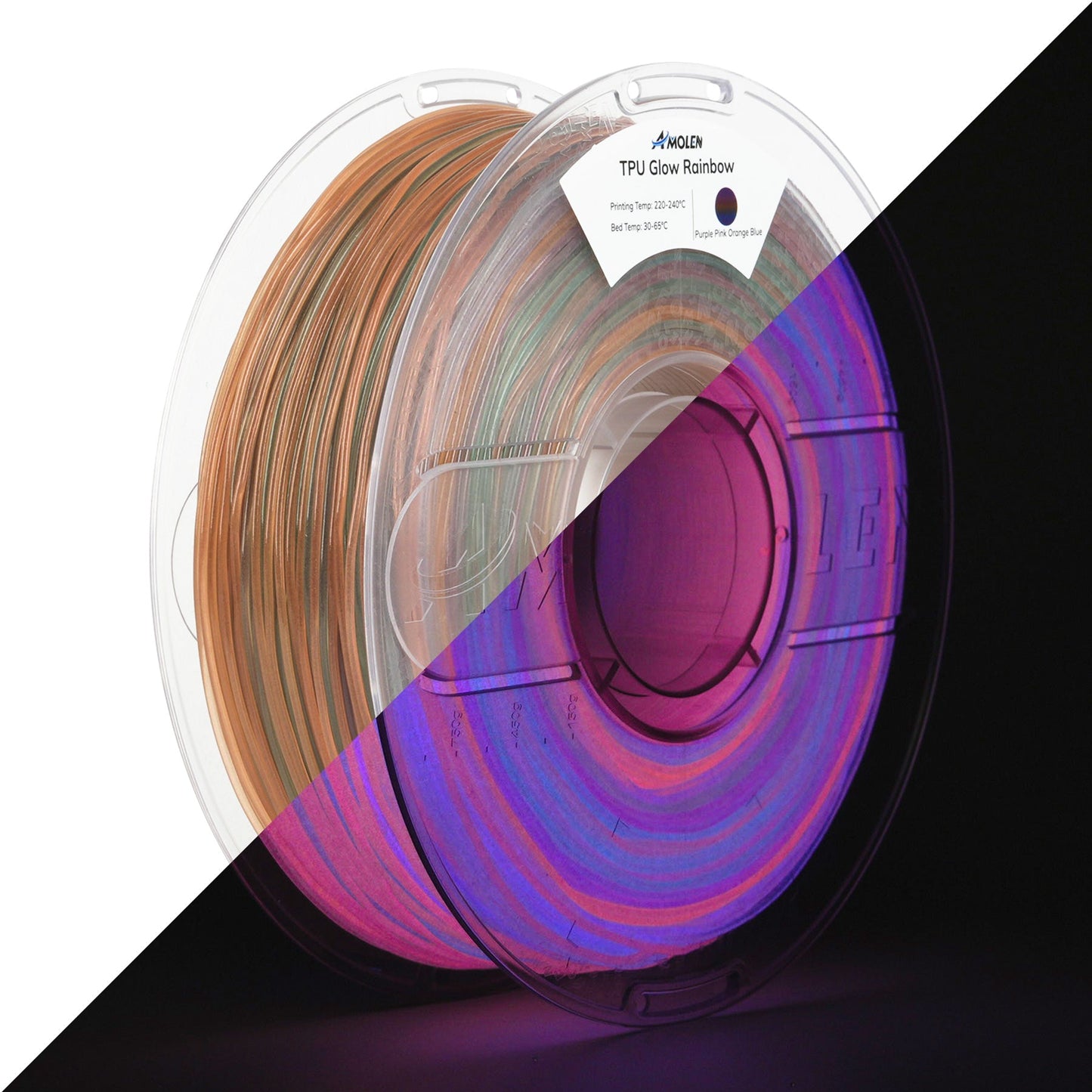 AMOLEN Glow TPU flexible filament 3D printed sample showing surface texture detail