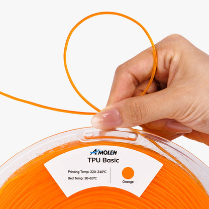AMOLEN TPU Basic flexible filament — 3D printed sample showing material flex and elastic recovery
