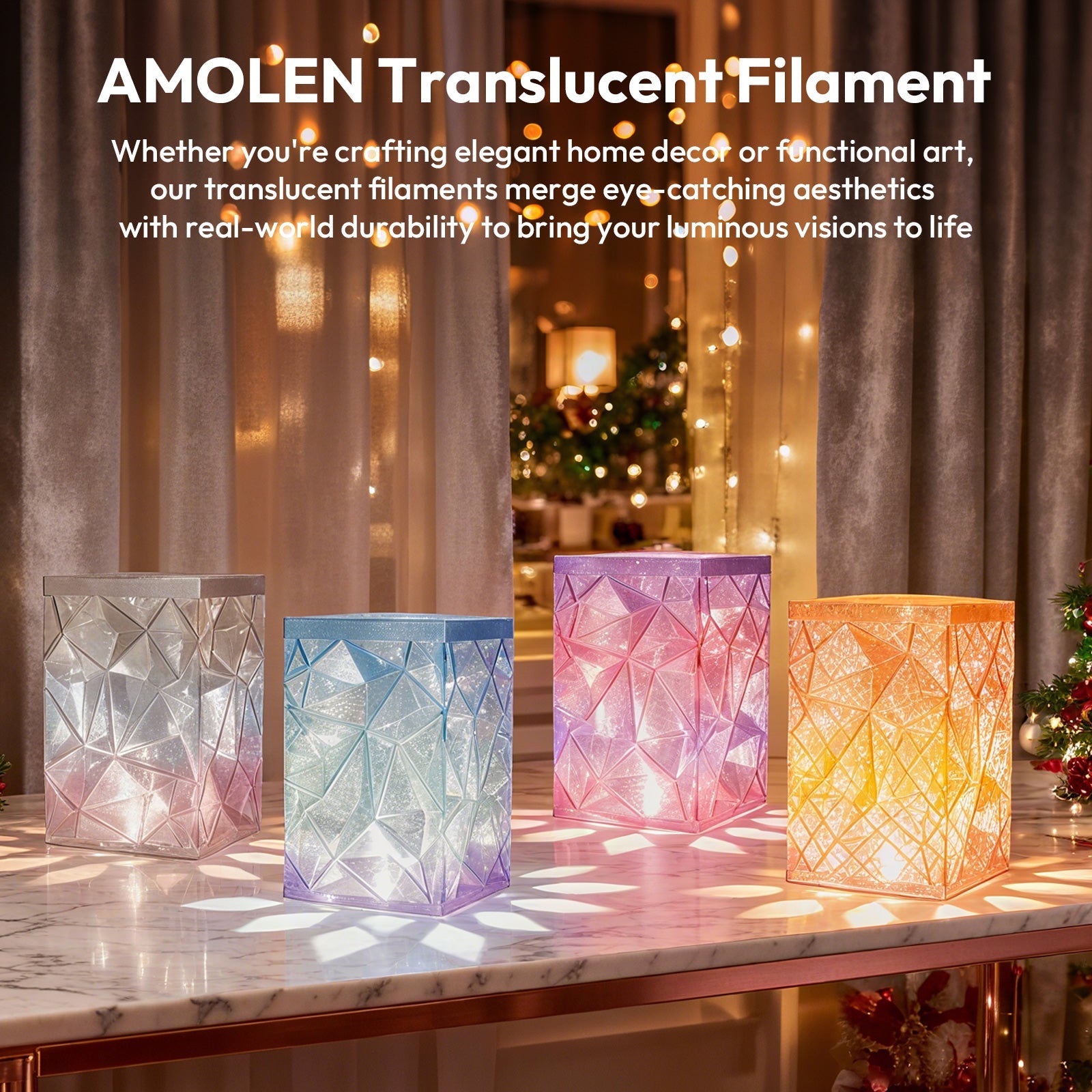 Crystal-Transparent Gradient PLA variety pack — detail shot, transparent gradient filament