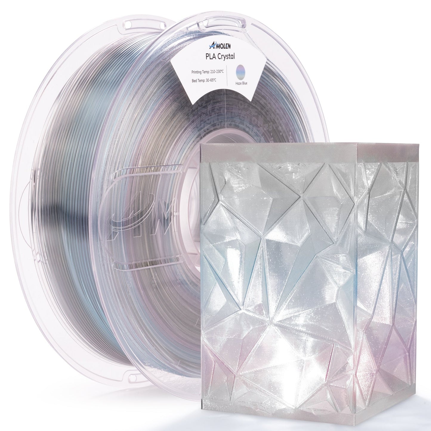 Amolen PLA Crystal Transparent – Rainbow Nebula Glaze colorway spool
