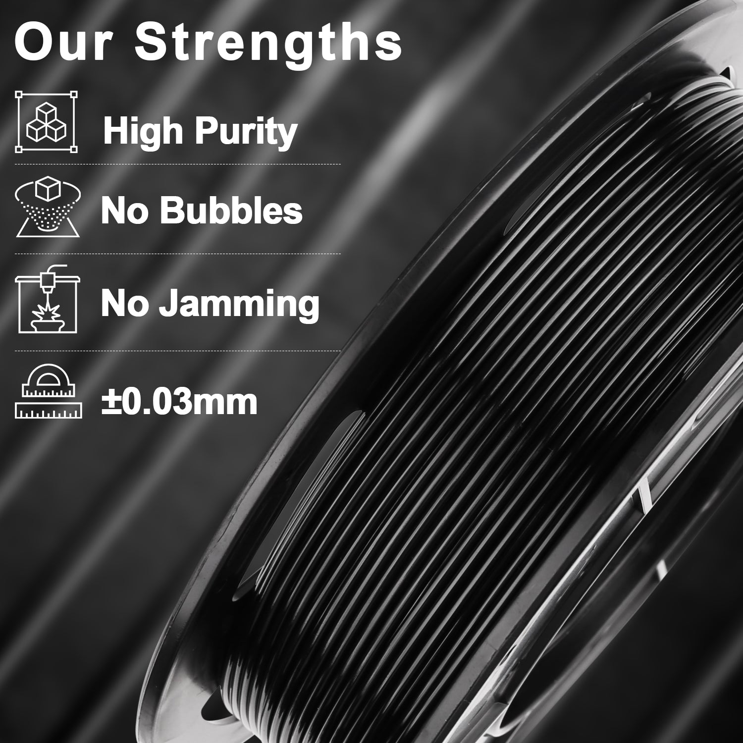 AMOLEN PLA Basic filament — smooth consistent extrusion at up to 200mm/s