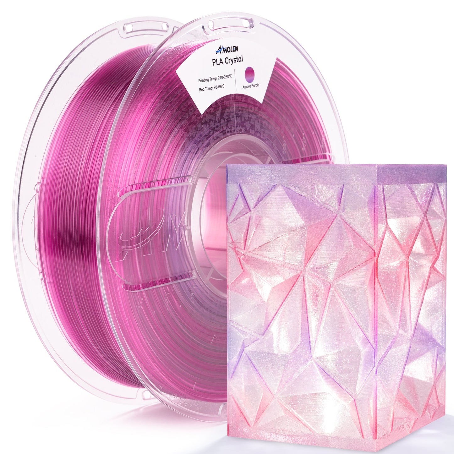 Amolen PLA Crystal Transparent filament – Blue Purple colorway gradient