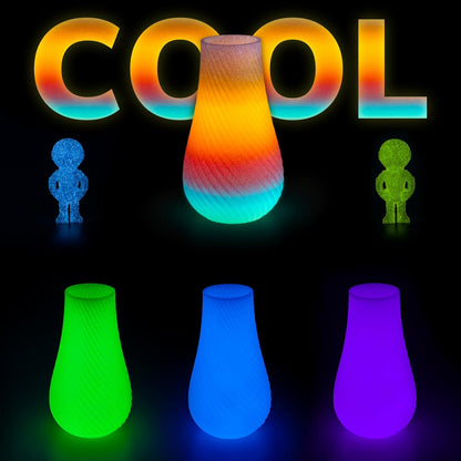 Glow PLA variety pack — vacuum-sealed packaging, four 200g spools