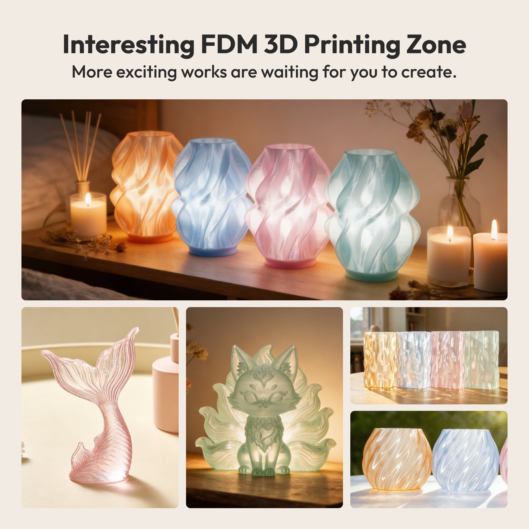 Crystal-Transparent Gradient PLA variety pack — packaging, reusable vacuum-sealable bags