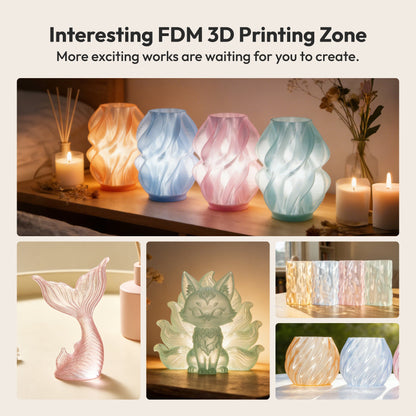 Crystal-Transparent Gradient PLA variety pack — packaging, reusable vacuum-sealable bags