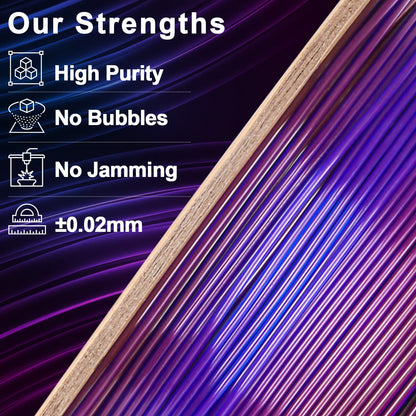 Crystal-Transparent Gradient PLA variety pack — packaging detail, vacuum-sealable spool bags