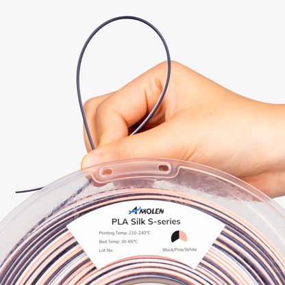 AMOLEN S-Series Silk PLA lifestyle or use-case image showing spiral multicolor print in display context