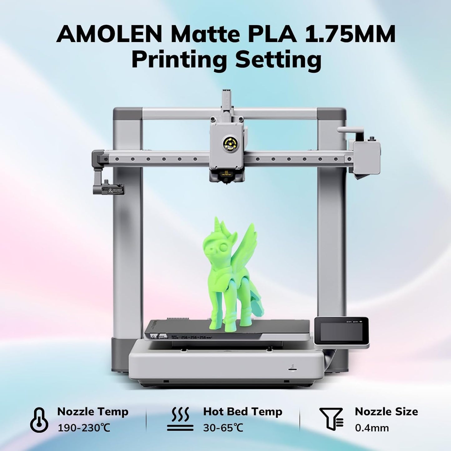 Amolen Matte Dual PLA – Green Purple and Peach Gold colorways display