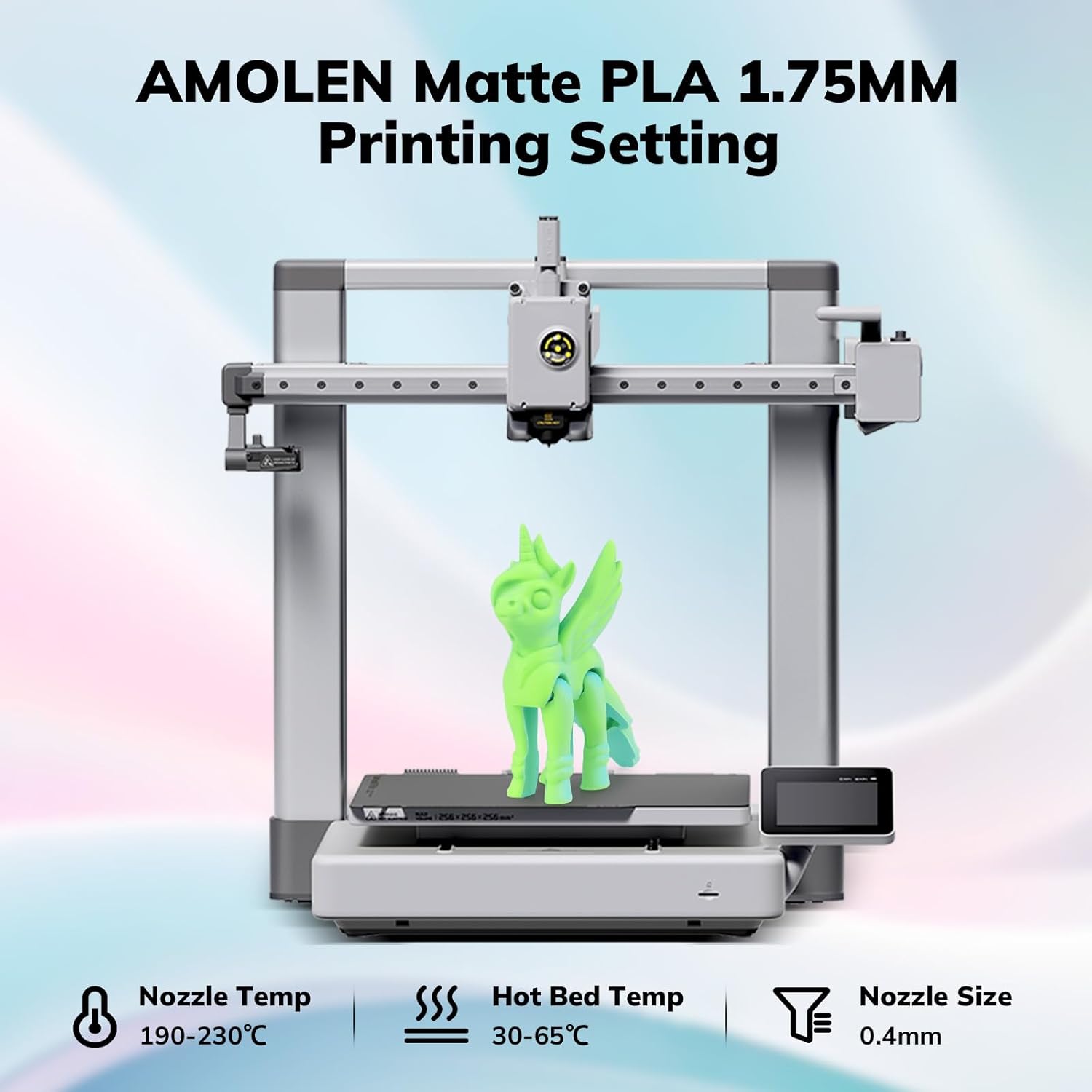 Amolen Matte Dual PLA – Green Purple and Peach Gold colorways display