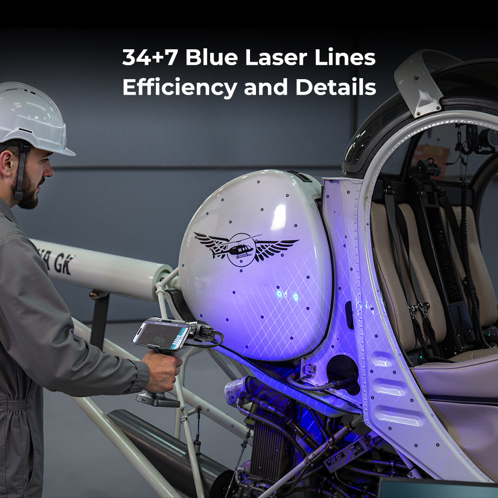 Creality RaptorX scanning black or metallic object without spray showing NIR mode multi-surface scanning capability