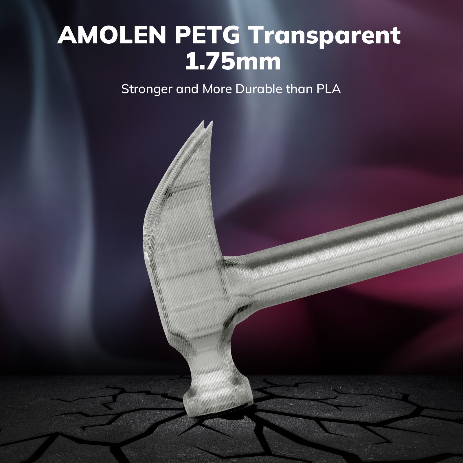 AMOLEN PETG Transparent variety pack — spool detail and vacuum-sealed bag packaging