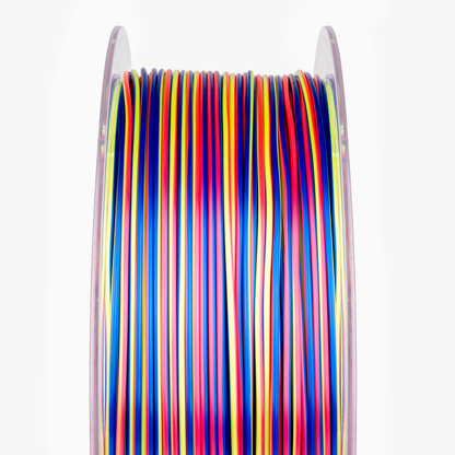 AMOLEN S-Series Silk PLA colorway swatch comparison showing spiral multicolor options side by side