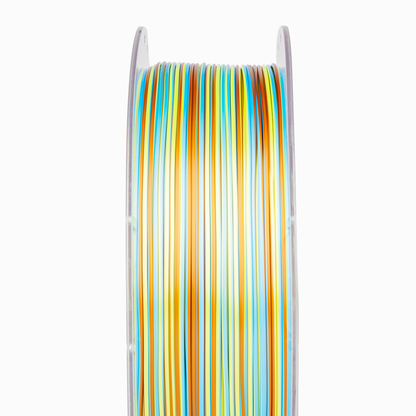 AMOLEN S-Series Silk PLA full colorway comparison lineup showing all ten spiral multicolor color options