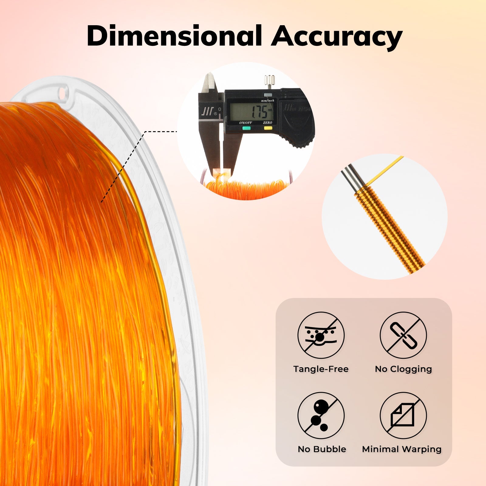 AMOLEN Transparent TPU filament colorway comparison — clear-tinted spool lineup