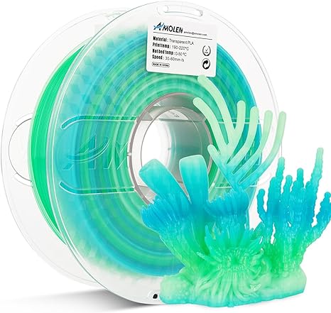 Amolen PLA Crystal Transparent print specs and colorway chart