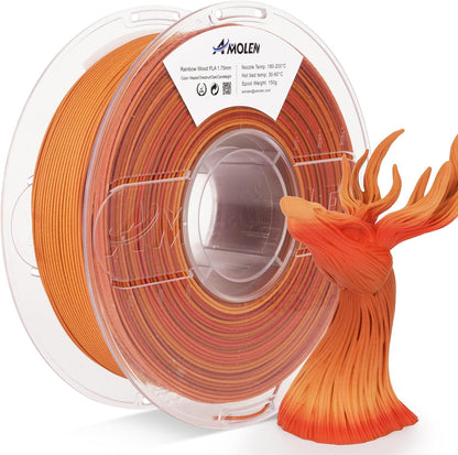 AMOLEN Wood Fill PLA 1.75mm filament product image showing spool label and specifications