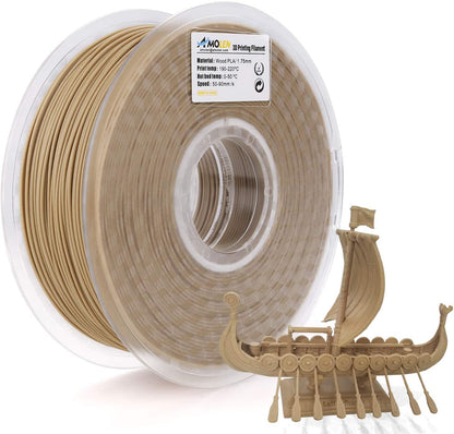 AMOLEN Wood PLA filament 1.75mm printed part detail showing sand-ready matte wood-like surface finish