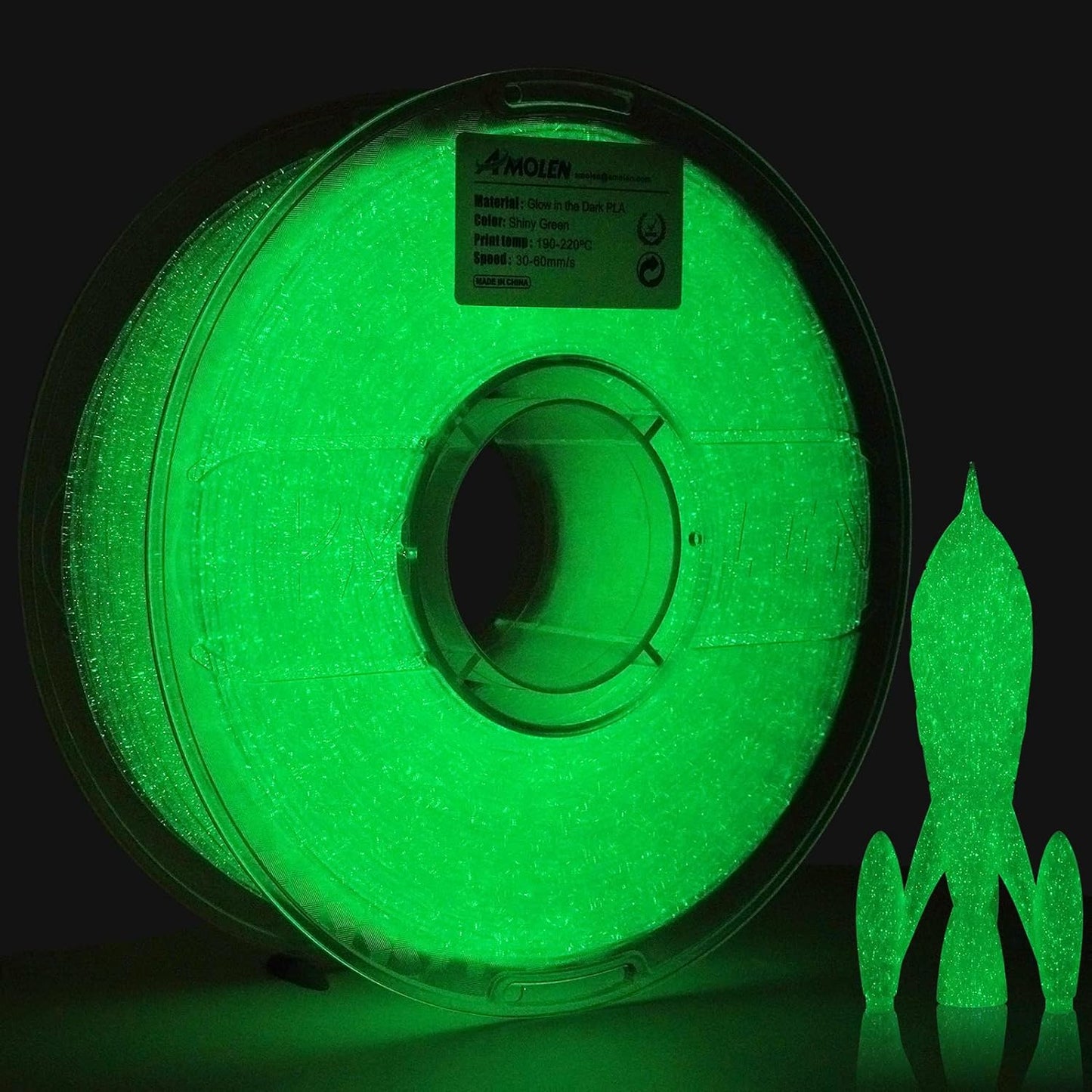 AMOLEN Glow PLA product listing — features and color comparison [Inferred — confirm image content]