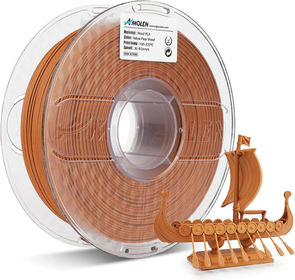 AMOLEN Wood PLA filament 1.75mm high-speed printing support and technical specification reference chart