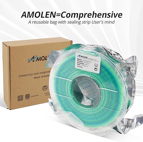Amolen Crystal PLA 1KG 1.75mm filament – compatible with FDM 3D printers