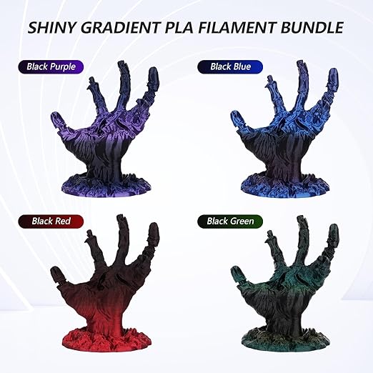 Silk Shiny Gradient PLA variety pack — Amazon listing, four-spool set overview