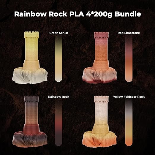 AMOLEN Marble PLA 4×200g variety pack product overview — marble-texture filament bundle