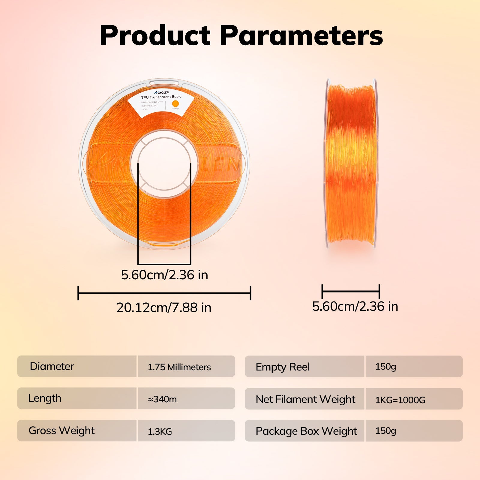 AMOLEN Transparent TPU filament lifestyle shot — flexible print application or use-case demo