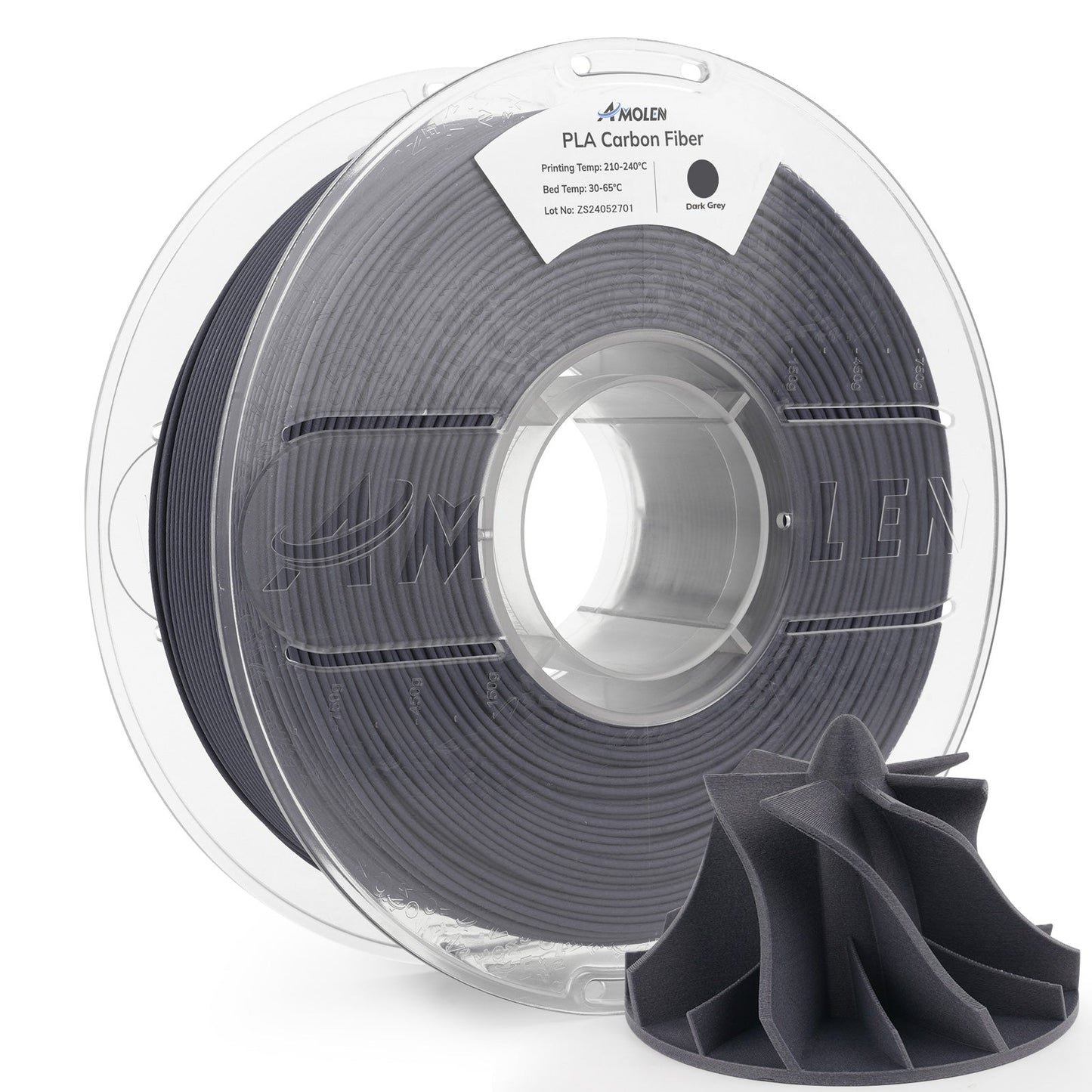 AMOLEN PLA Carbon Fiber filament surface detail — fine matte CF grain texture