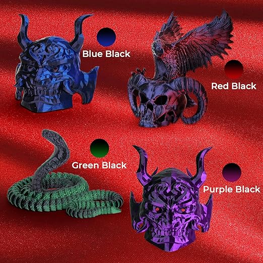 Silk dual color PLA variety pack — Amazon listing, four-spool two-tone set