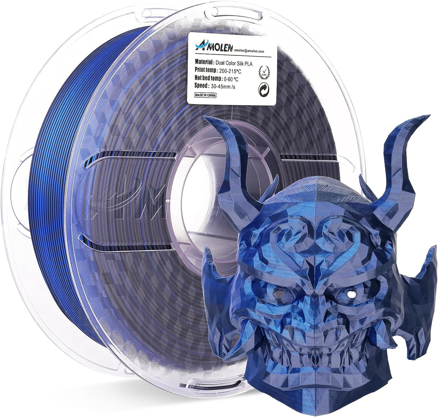 AMOLEN Dual Color Silk PLA Amazon listing — product feature shot [Inferred — confirm image content]