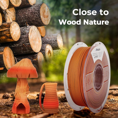 AMOLEN Wood PLA 3D printer filament 1.75mm 1KG spool product image showing Walnut Wood colorway