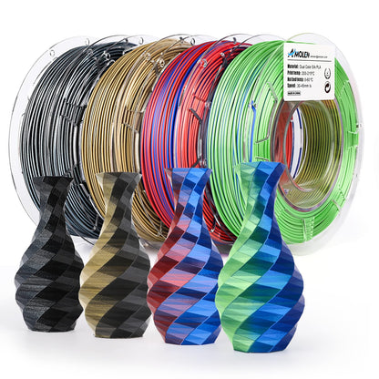 Silk dual color PLA variety pack — all five configurations product display