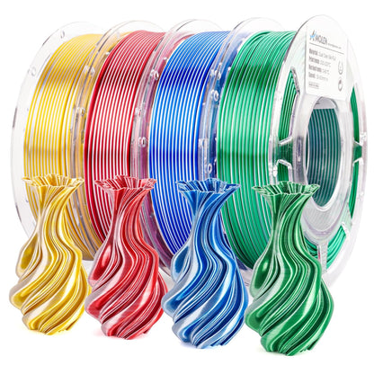 Silk dual color PLA 200g spool — dual color strand metallic sheen detail
