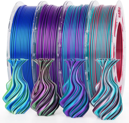 Silk dual color PLA variety pack — Amazon listing, two-color filament overview