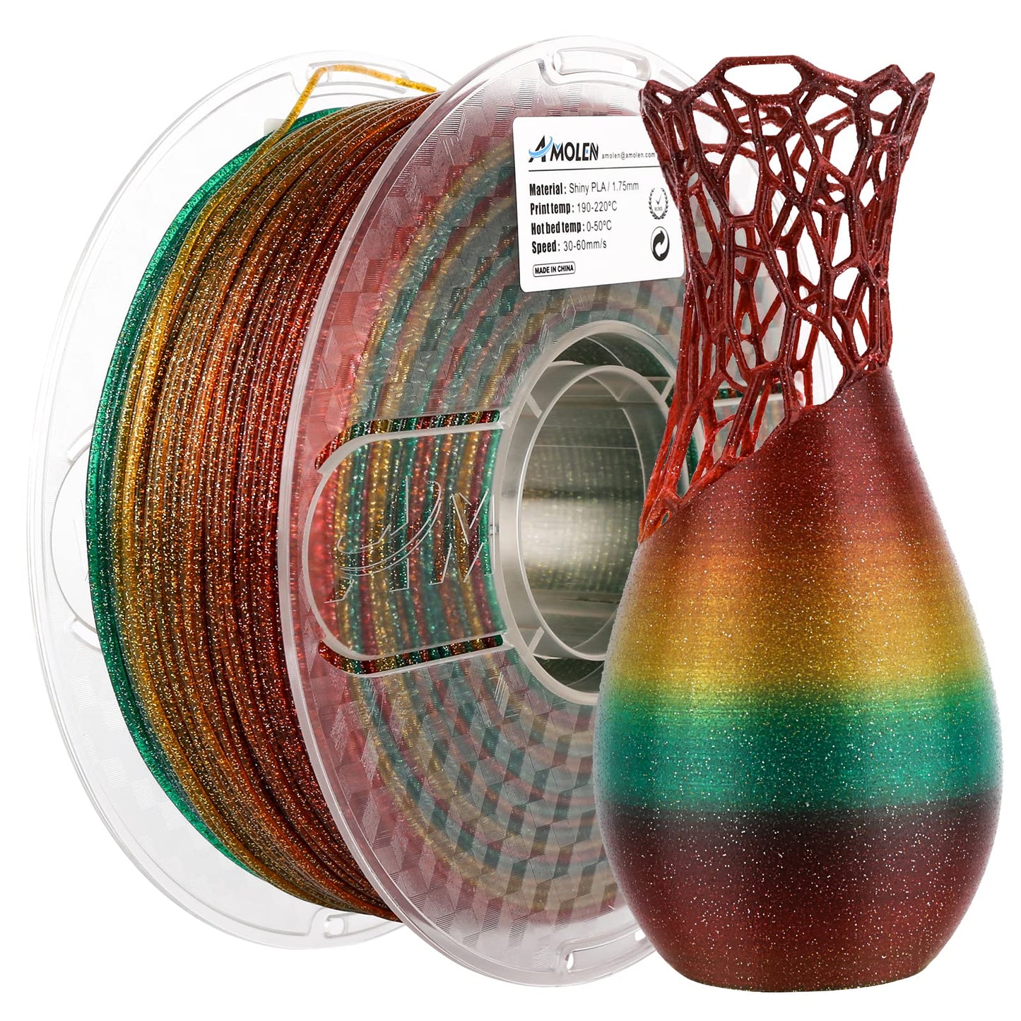 AMOLEN Galaxy PLA filament sparkle effect on finished 3D print