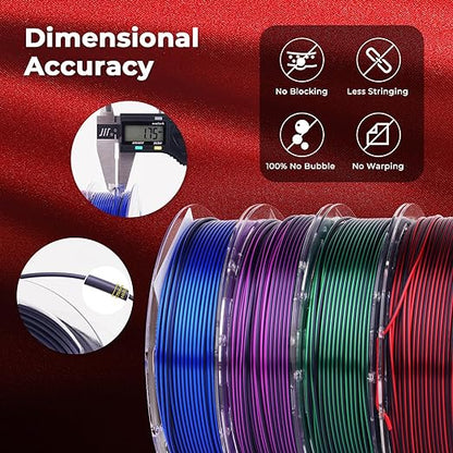 Silk dual color PLA variety pack — two-color strand filament, Amazon listing