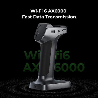 Creality RaptorX scanning detailed figurine or mechanical part showing 0.02mm volumetric accuracy performance