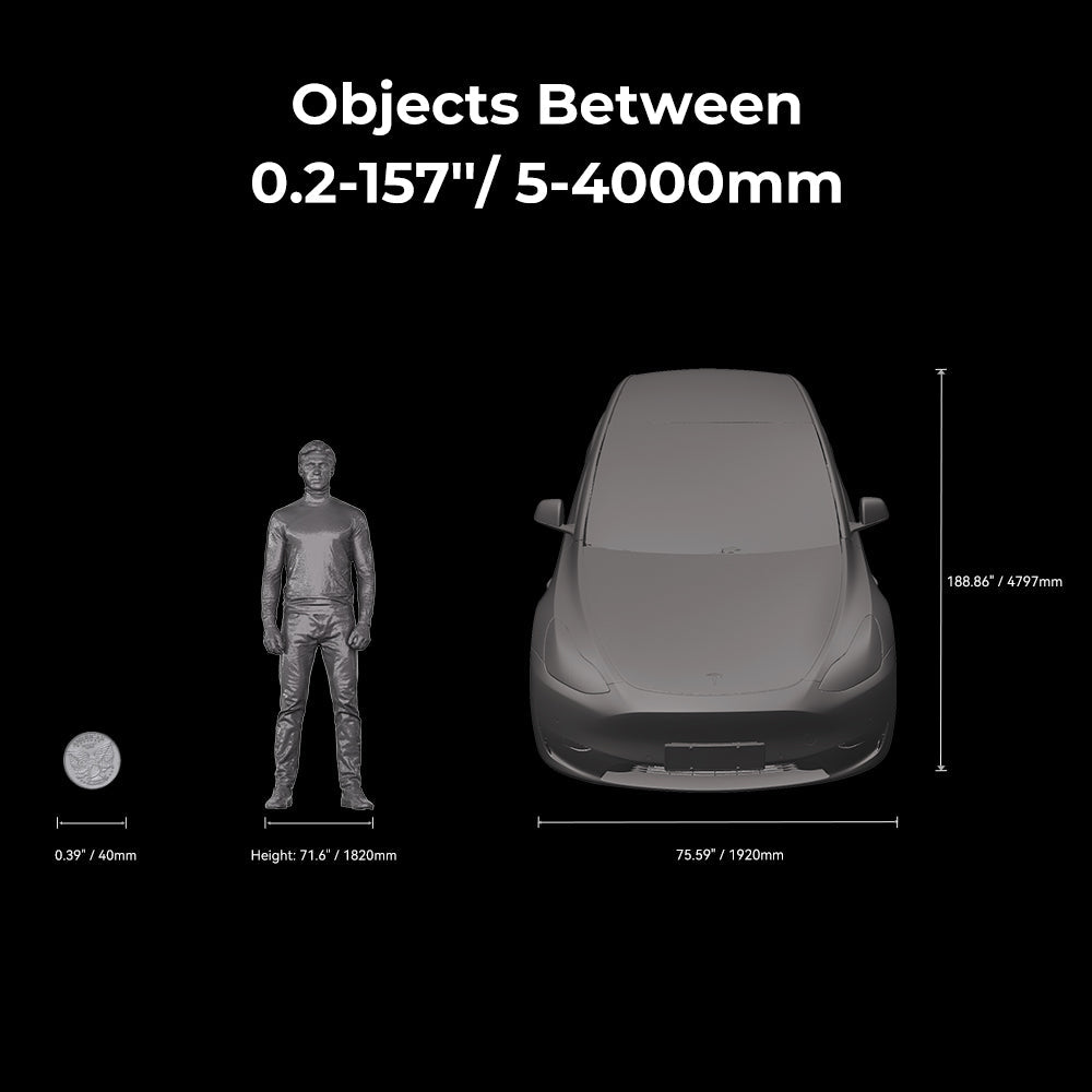 Creality Raptor Pro scan comparison showing before and after mesh cleanup with AI-assisted hole filling and smoothing